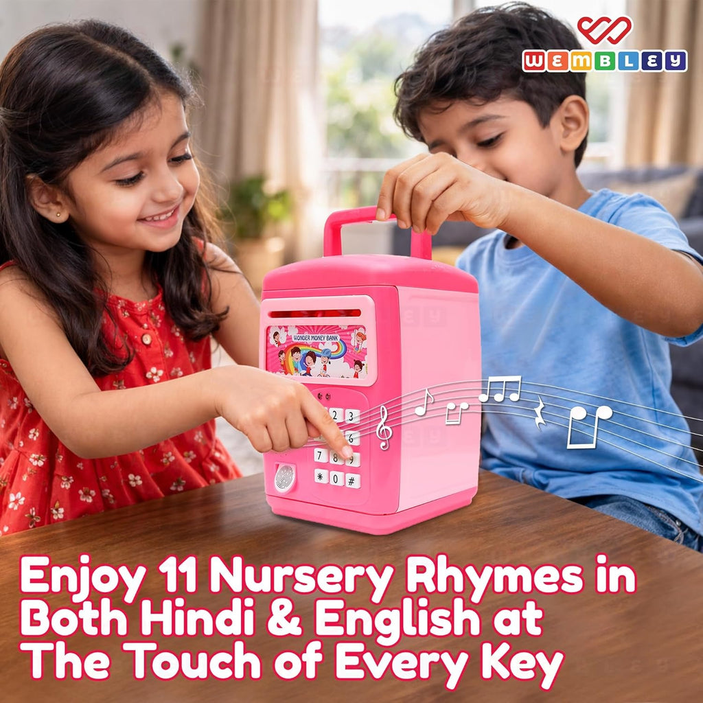 Electronic ATM Piggy Bank – Money Saving Safe with Auto Cash Deposit, Music & Lights for Kids