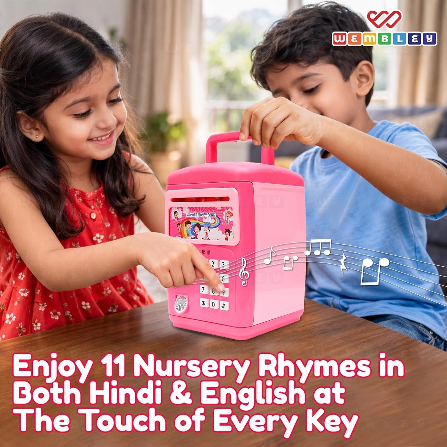 Electronic ATM Piggy Bank – Money Saving Safe with Auto Cash Deposit, Music & Lights for Kids
