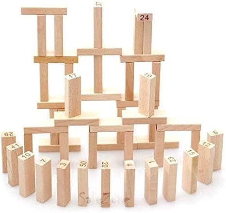 Educational Wooden Building Block Game – 54 Piece Tower Puzzle for Kids & Adults
