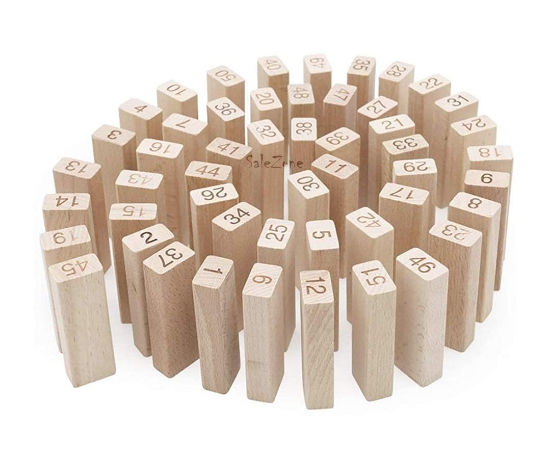 Educational Wooden Building Block Game – 54 Piece Tower Puzzle for Kids & Adults