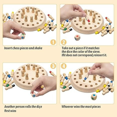 Toy Imagine Wooden Color Memory Chess Game – Montessori Memory Matching Board Game for Kids Age 3+