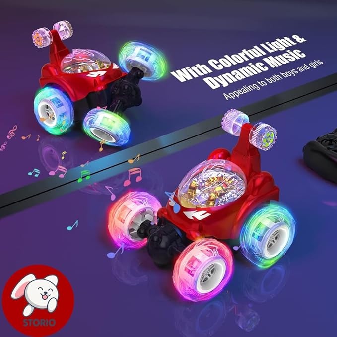 High-Speed RC Stunt Car with Spray Effect | 360° Spin, LED Lights, Music & Smartphone Control