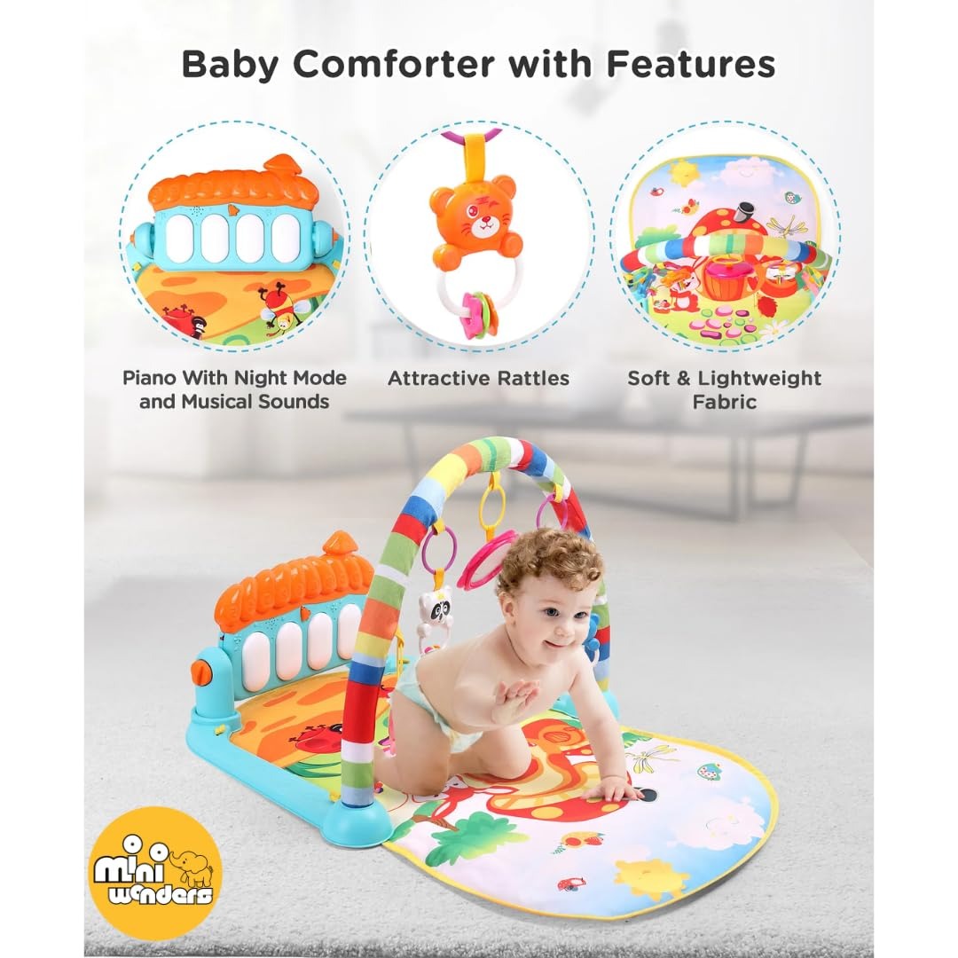 Little's Joy Baby Piano Gym – Newborn Tummy Time Activity Mat with Lights and Music