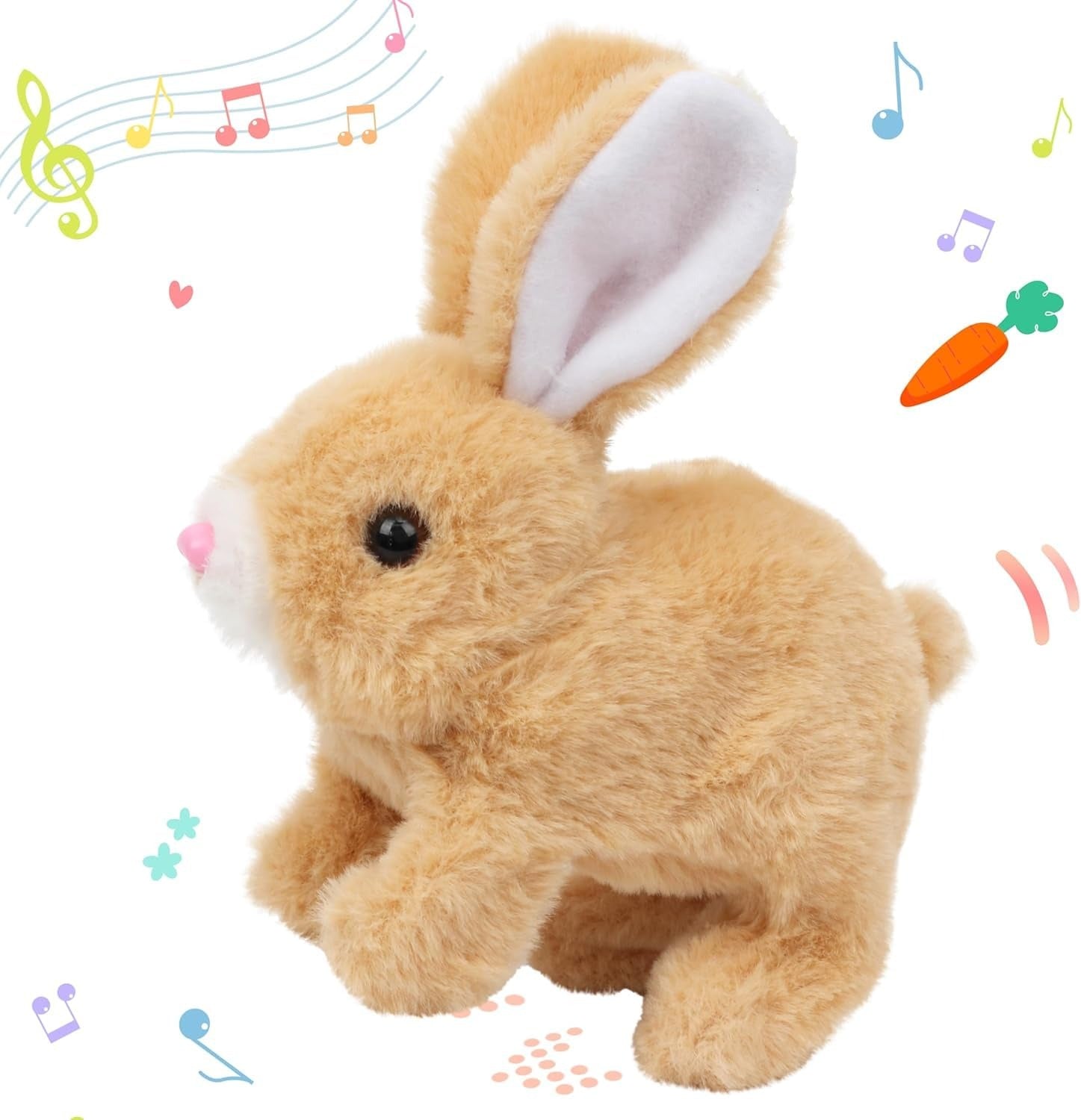 Kidology Interactive Plush Rabbit Toy – Adorable Walking & Jumping Bunny for Toddlers, Soft Electronic Pet Gift for Ages 1-5