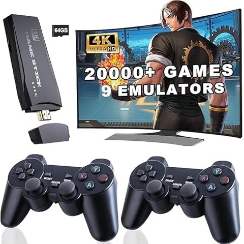 M8 Retro Video Game Stick – Plug & Play 4K Gaming Console for TV with Wireless Controllers