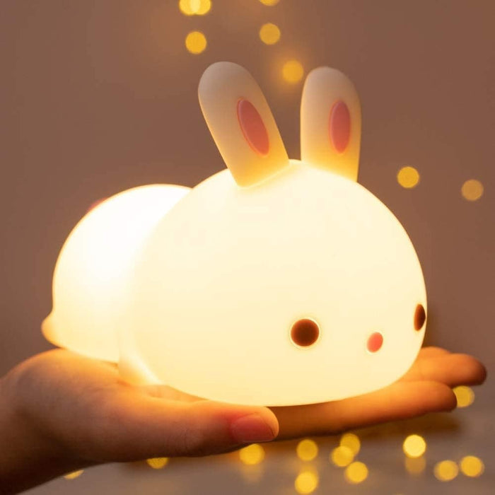 Rabbit Silicone Night Light – Rechargeable Touch Sensor LED Lamp with 7 Colors for Baby Nursery & Kids Room