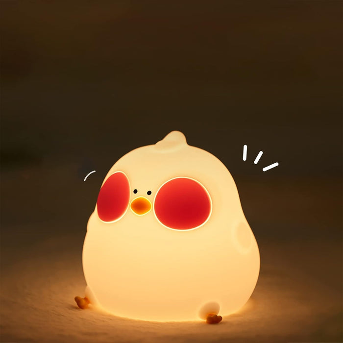 Silicone Chick Night Light for Kids – Dimmable Rechargeable LED Table Lamp with 6 Colors & Touch Control
