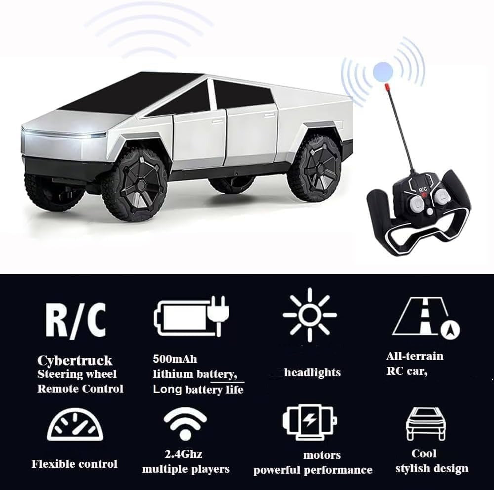 All-Terrain RC Cyber Truck | 1:14 Scale Remote Control Racing Car with LED Design & Rechargeable Battery