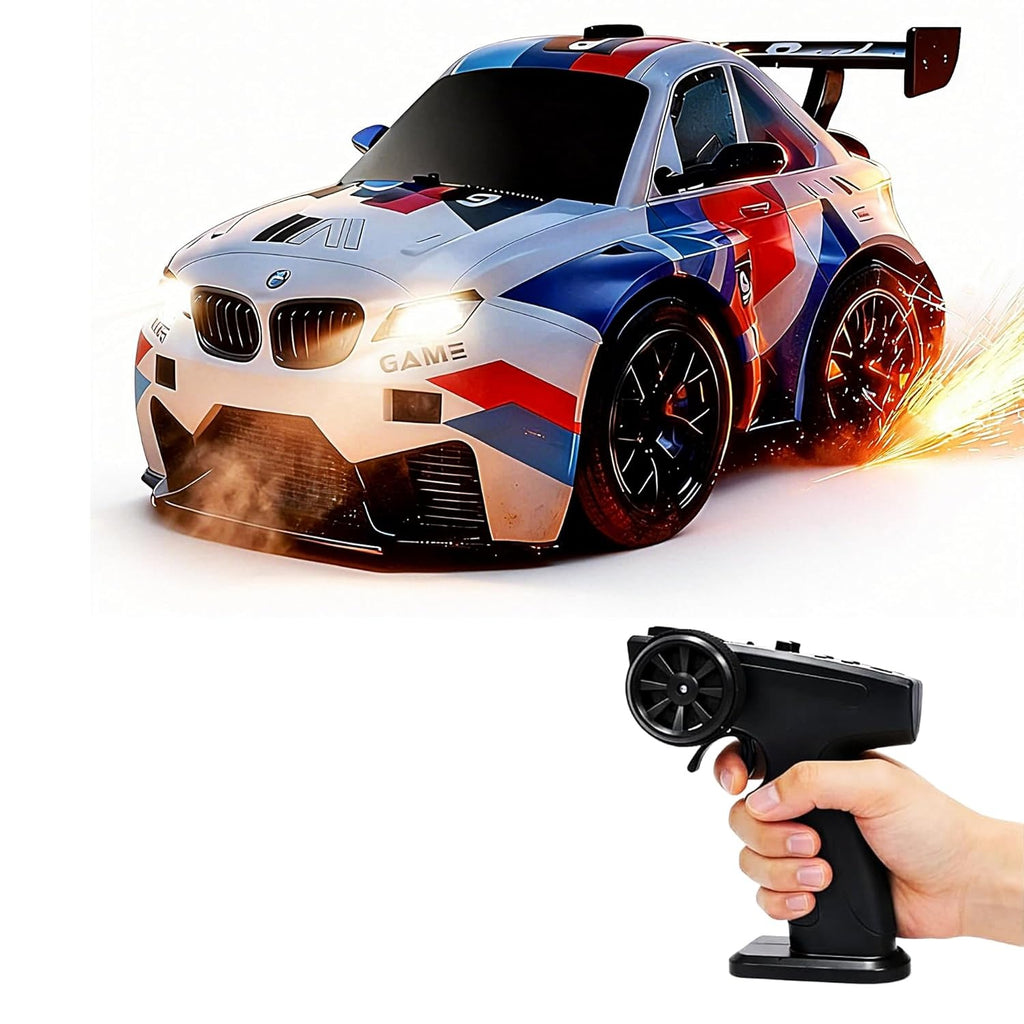 Remote Control M4 Drift Car – Rechargeable High-Speed Racing Toy with Realistic Spark Effect Feature