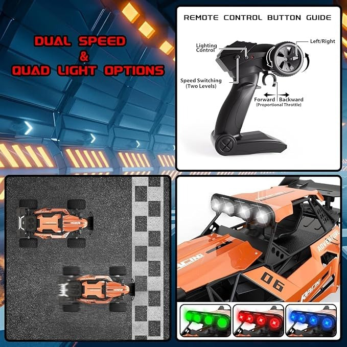 High-Speed RC Off-Road Monster Truck | 2WD Racing Vehicle for Kids with Rechargeable Battery