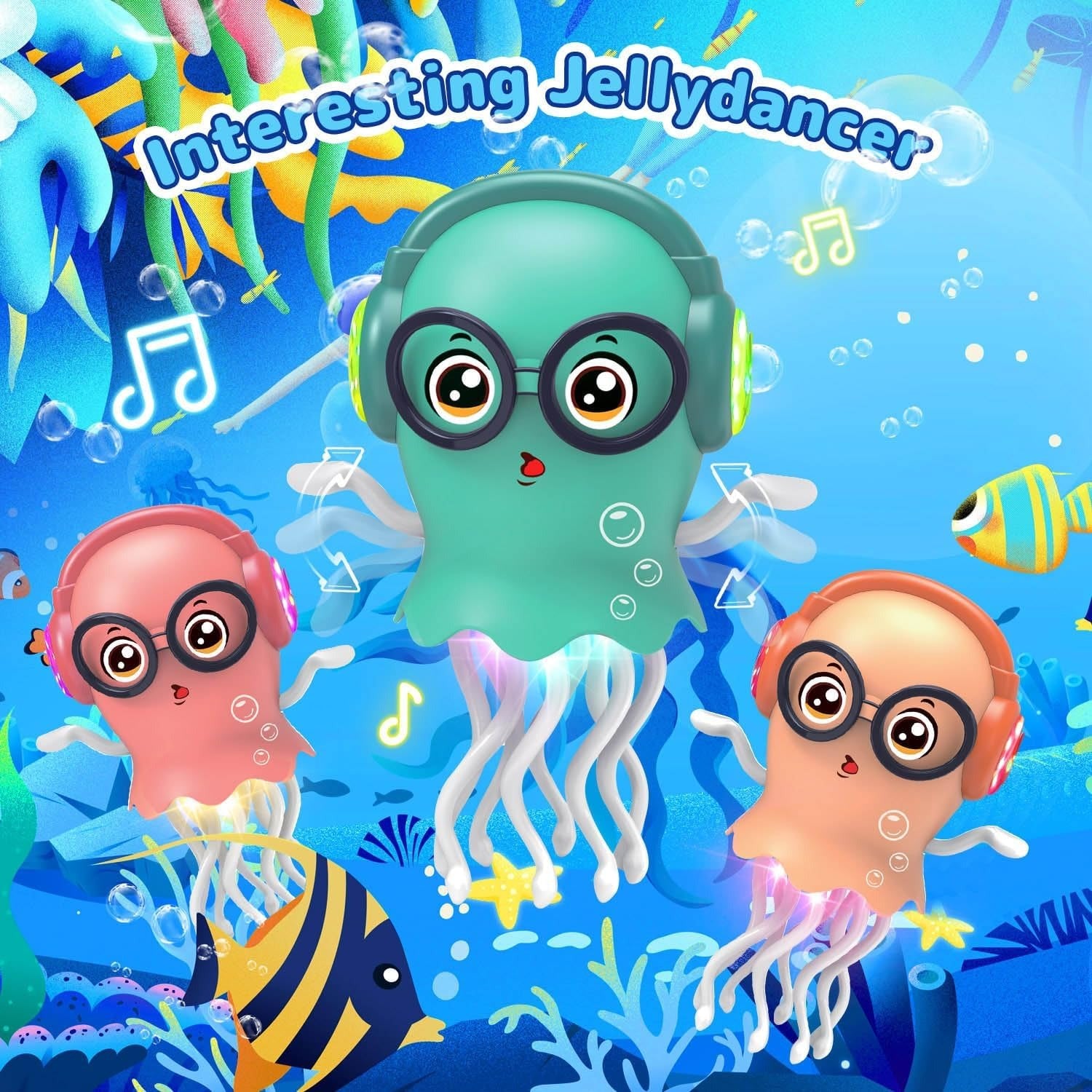 Electric Dancing Jellyfish Toy with Colorful LED Lights, Music & Automatic Moving Tentacles, Cartoon Ocean Animal Toy for Boys and Girls