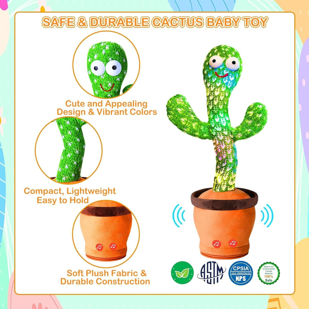 Storio Rechargeable Talking & Dancing Cactus Toy for Kids | Singing, Recording & Repeat Toy