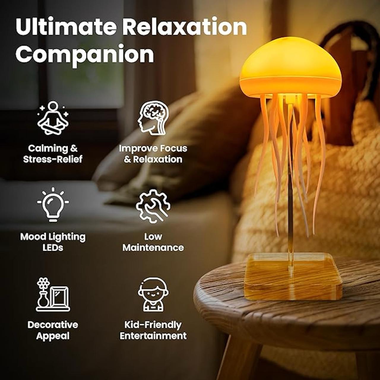 Jellyfish Lamp | Jellyfish Lamp with Dancing Legs | RGB Gradient Jellyfish Bedside Lamp