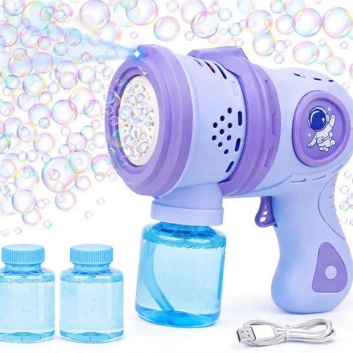 Rechargeable Big Size Bubble Machine for Kids Automatic Bubble Gun Leak-Proof Design with 2 Bubble Solution (Mix Colors))